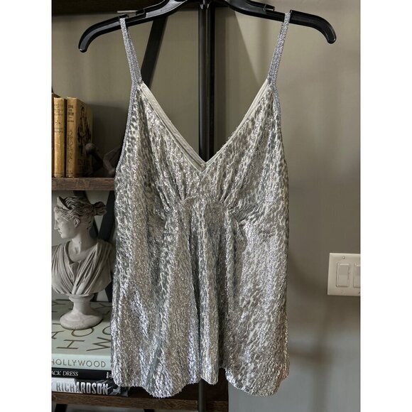 Forte Forte Metallic Silk Blend Tank Top Estrella Womens Size II US 6 - Picture 5 of 13